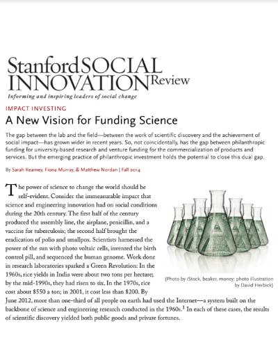A New Vision for Funding Science Stanford Social Innovation Review
