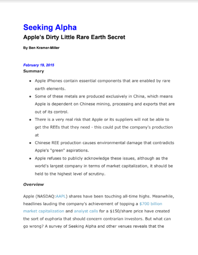Apple's Dirty Little Rare Earth Secret
