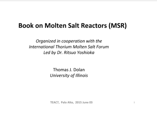 Book on Molten Salt Reactors (MSR) TEAC7